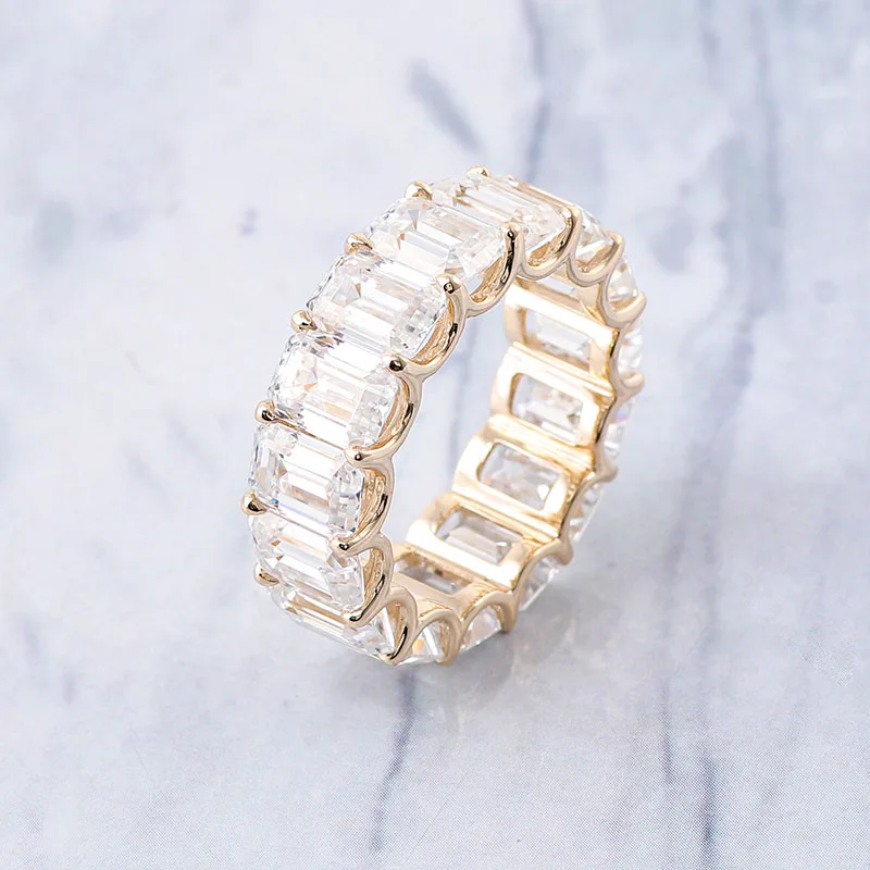 Provence full band wedding Ring 14K Gold DEF/VVS Lab Grown Diamonds Emerald cut Ring for Women Luxury Engagement Custom - Image 5