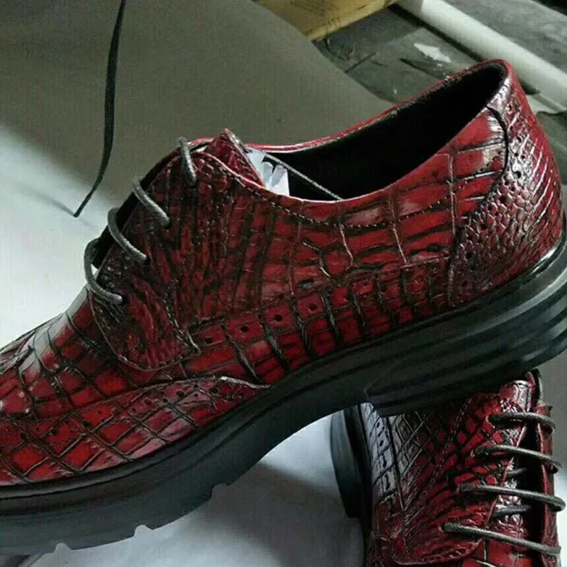 tianxin men crocodile leather shoes crocodile bottom thick Rubber soles leisure travel business - Image 4