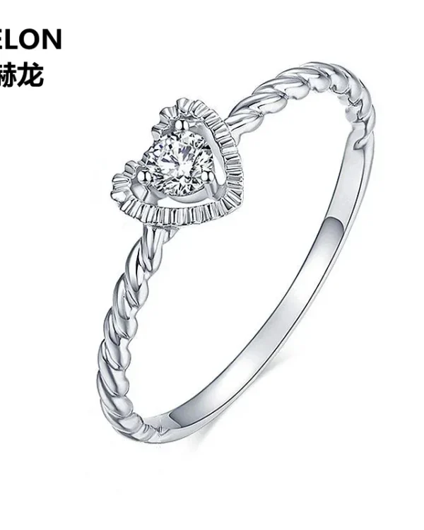 100% SI/H Full Cut Natural Diamonds Engagement Ring for Women Solid 14k White Gold Anniversary Wedding Ring Heart Halo