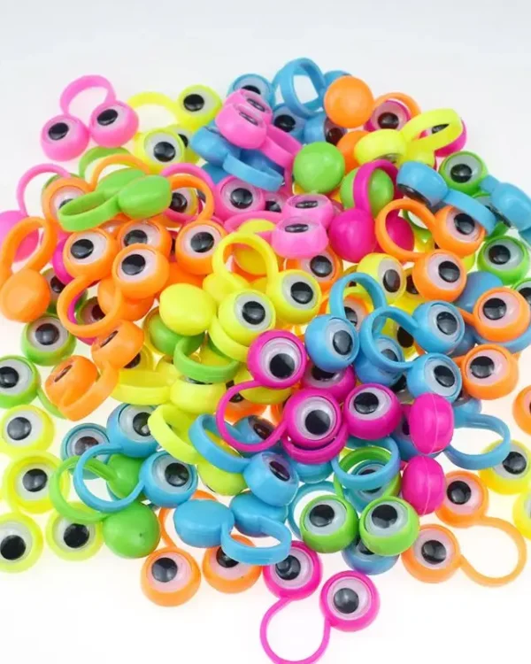 50 Pcs/Set Eye Finger Puppets Googly Eyes Rings Cartoon Finger Rings Eyeball Ring Party Gift for Kid Boy Girl