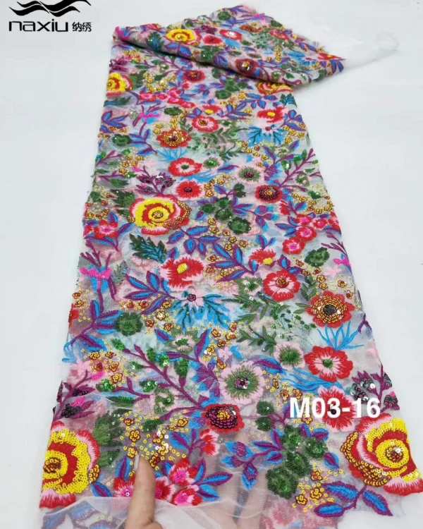 Madison Luxury African Sequins Mesh Lace Fabric 2025 French Tulle Net Lace Fabric For Nigerian Bride Wedding Party Dress