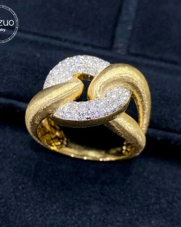 Aazuo Vintage Jewelry 18K Solid Yellow Gold Jewelry Sets Real Diamonds Fashion Luxury Ring For Women Engagement Wedding Party