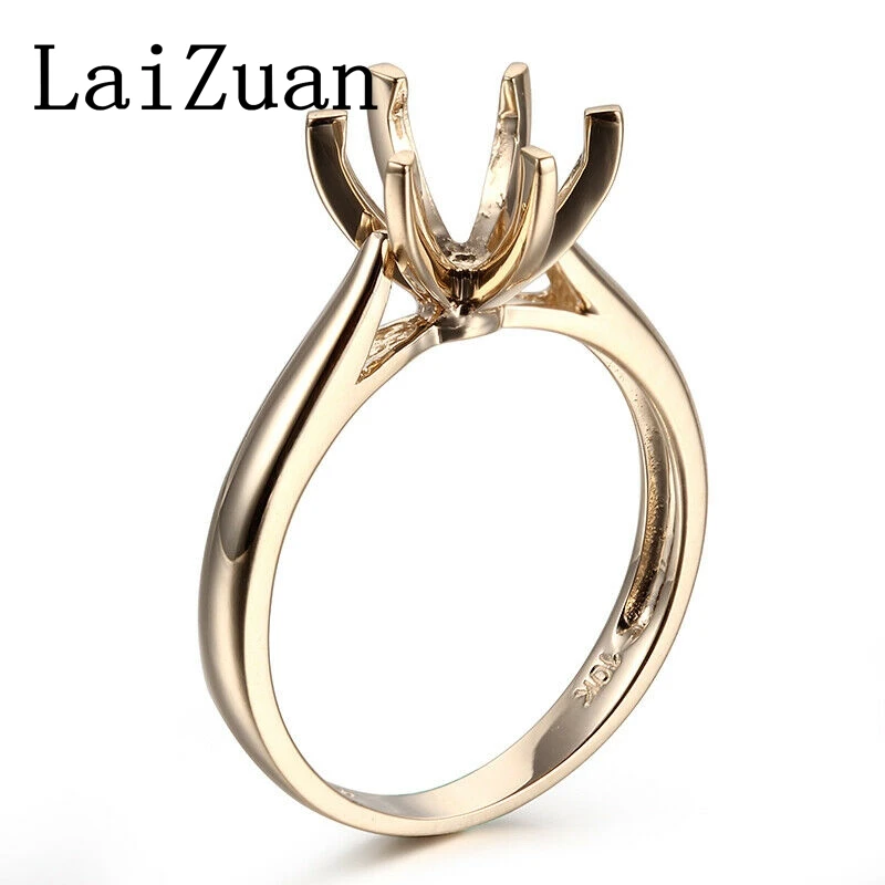 LaiZuan Round Cut 7.75mm to 9mm Solid 14K Yellow Gold Semi Mount Engagement Ring Women Wedding Trendy Fine Jewelry Setting - Image 2