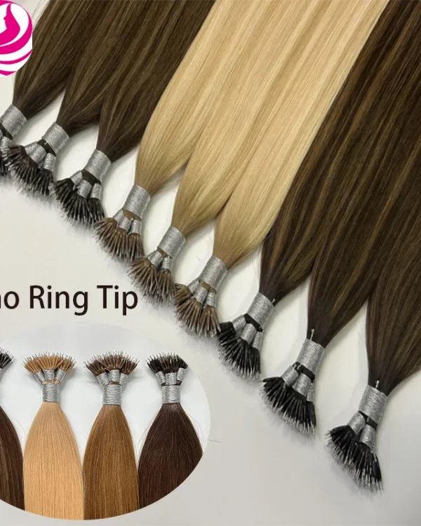 Nano Tip Real Natural Virgin 100% Human Hair Extensions Straight Nano Ring Fusion Hair Bulk Blonde Micro Beads Wholesale keratin