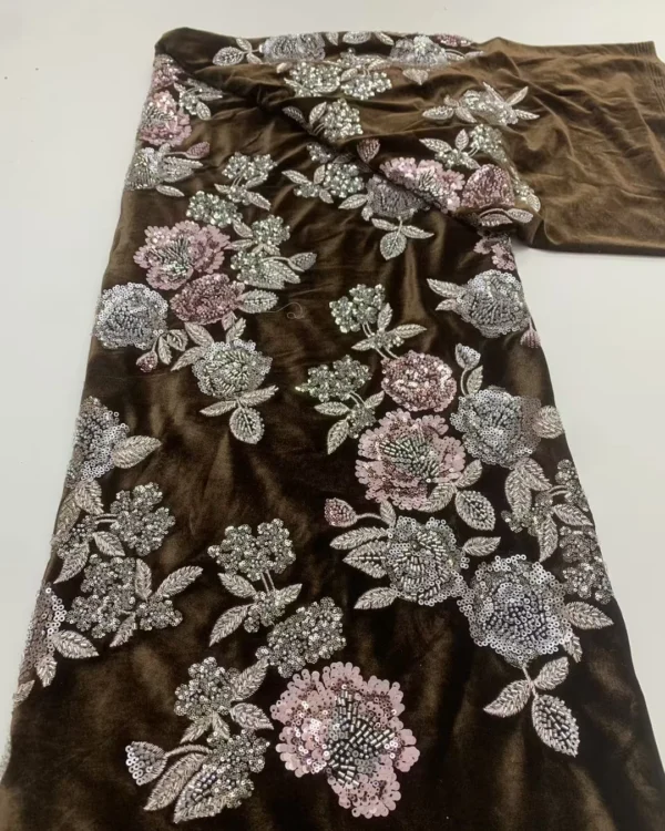 2024 NEW Arrival African Nigerian Embroidery Velvet Tulle Lace Elegant French Beads Sequin Lace Fabric For Wedding Party Dresses