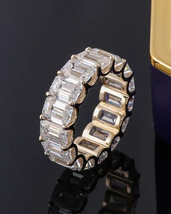 Provence full band wedding Ring 14K Gold DEF/VVS Lab Grown Diamonds Emerald cut Ring for Women Luxury Engagement Custom