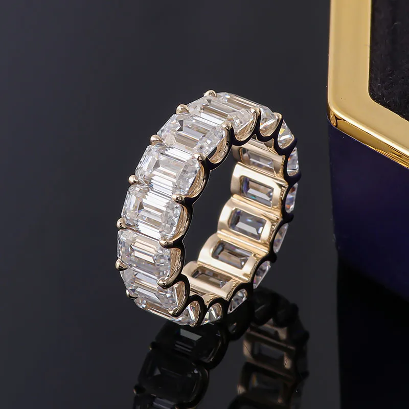 Provence full band wedding Ring 14K Gold DEF/VVS Lab Grown Diamonds Emerald cut Ring for Women Luxury Engagement Custom