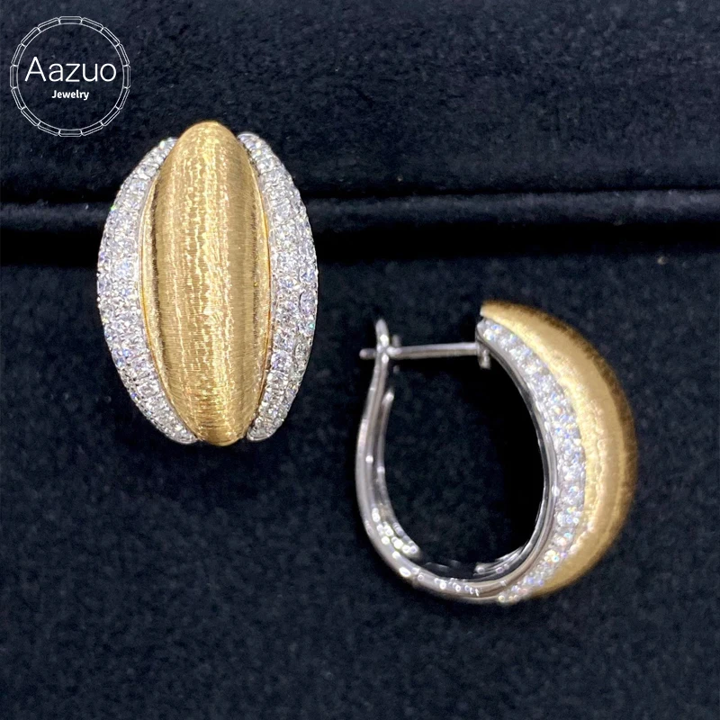 Aazuo Vintage Jewelry 18K Yellow Gold Jewelry Sets Real Diamonds Luxury Fashion Leaf Earring For Women Engagement Wedding Party