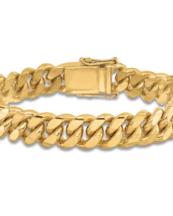 Men's High-Polish Curb Chain Bracelet 24K Yellow Gold 8.5" 12.0mm